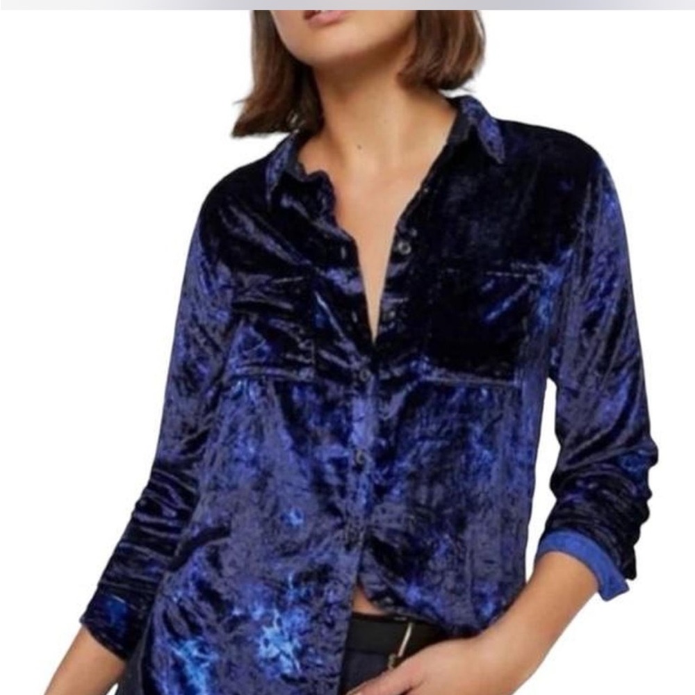 Pilcro Velvet Blue Women's Top